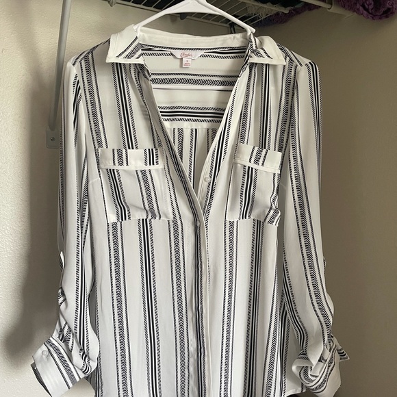Striped Button Up Blouse - Picture 1 of 3